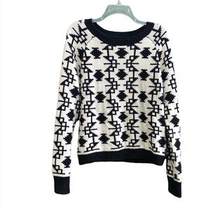 Princess Vera Wang Knit Sweater in Black & White Graphic Print - XL